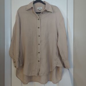 COS Shirt Top Womens US 4 Beige Tan Linen Button Tunic Lagenlook Minimalist